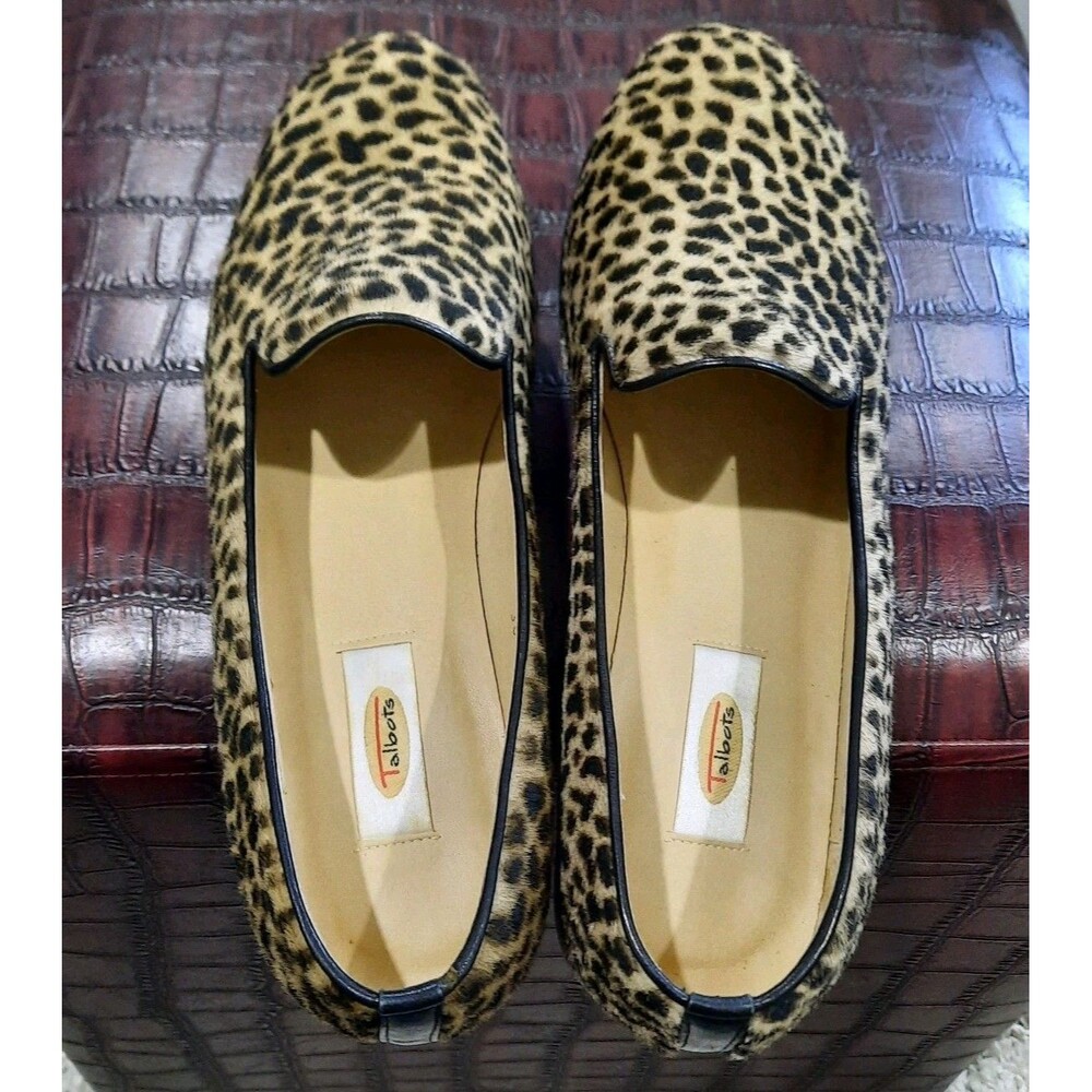 Talbots Leopard Print Calf Hair Loafers Smoking Flats Slip On Shoes Size 10M - Picture 9 of 11